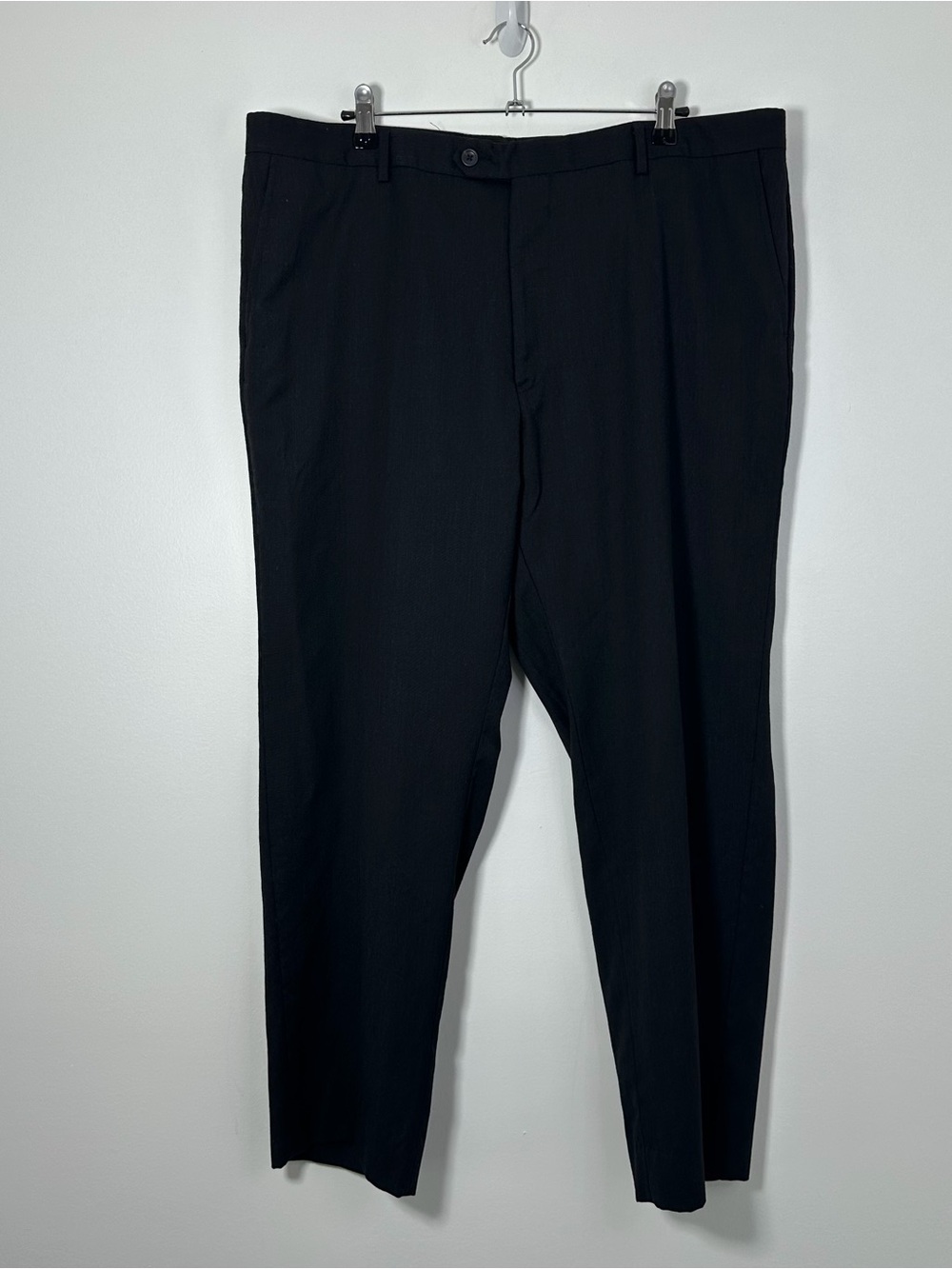 Pronto Uomo Platinum Men’s Black 100% Wool Dress Pants Size 40W 30L Flat Front